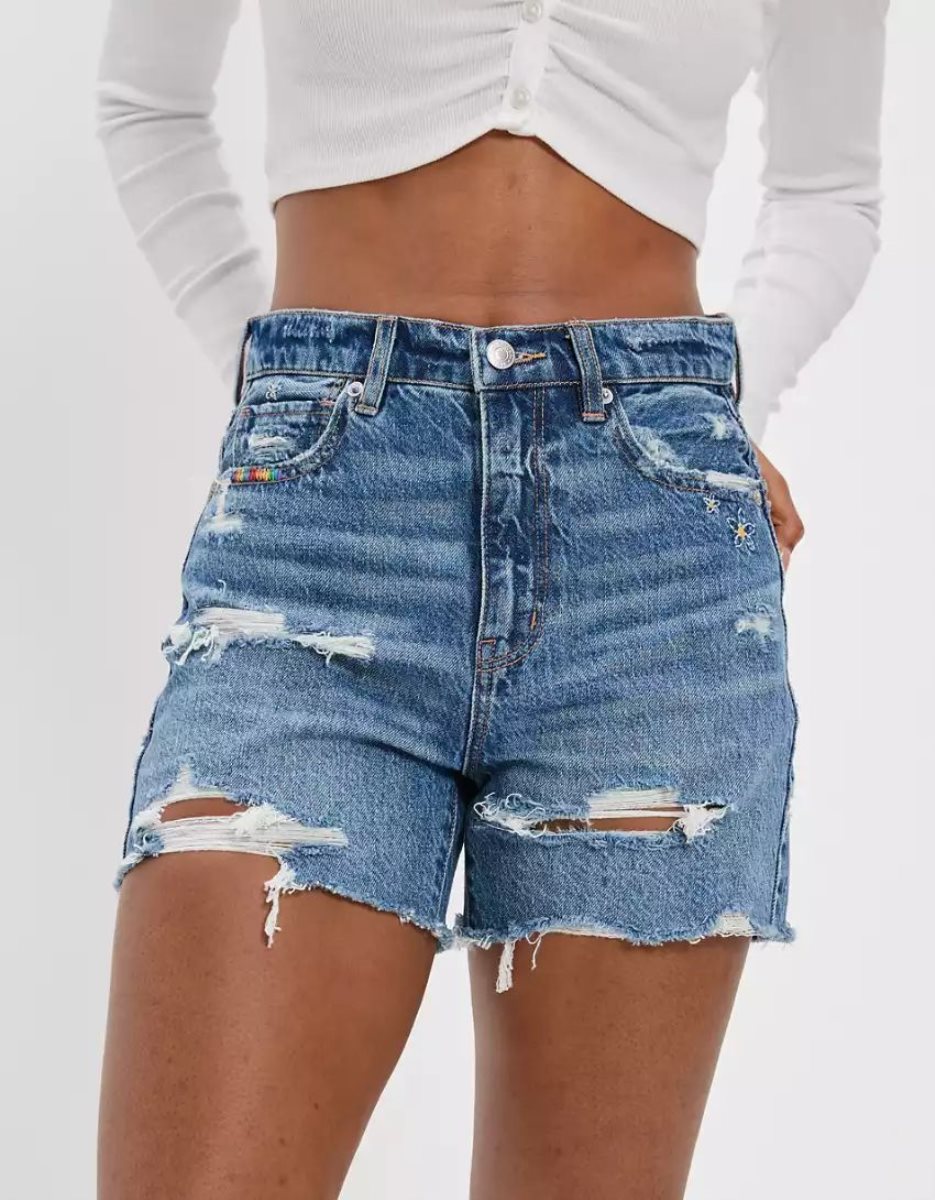 Shorts American Eagle AE Pride Denim Highest Taille Baggy Lavage Clair Femme | LAM-35604433